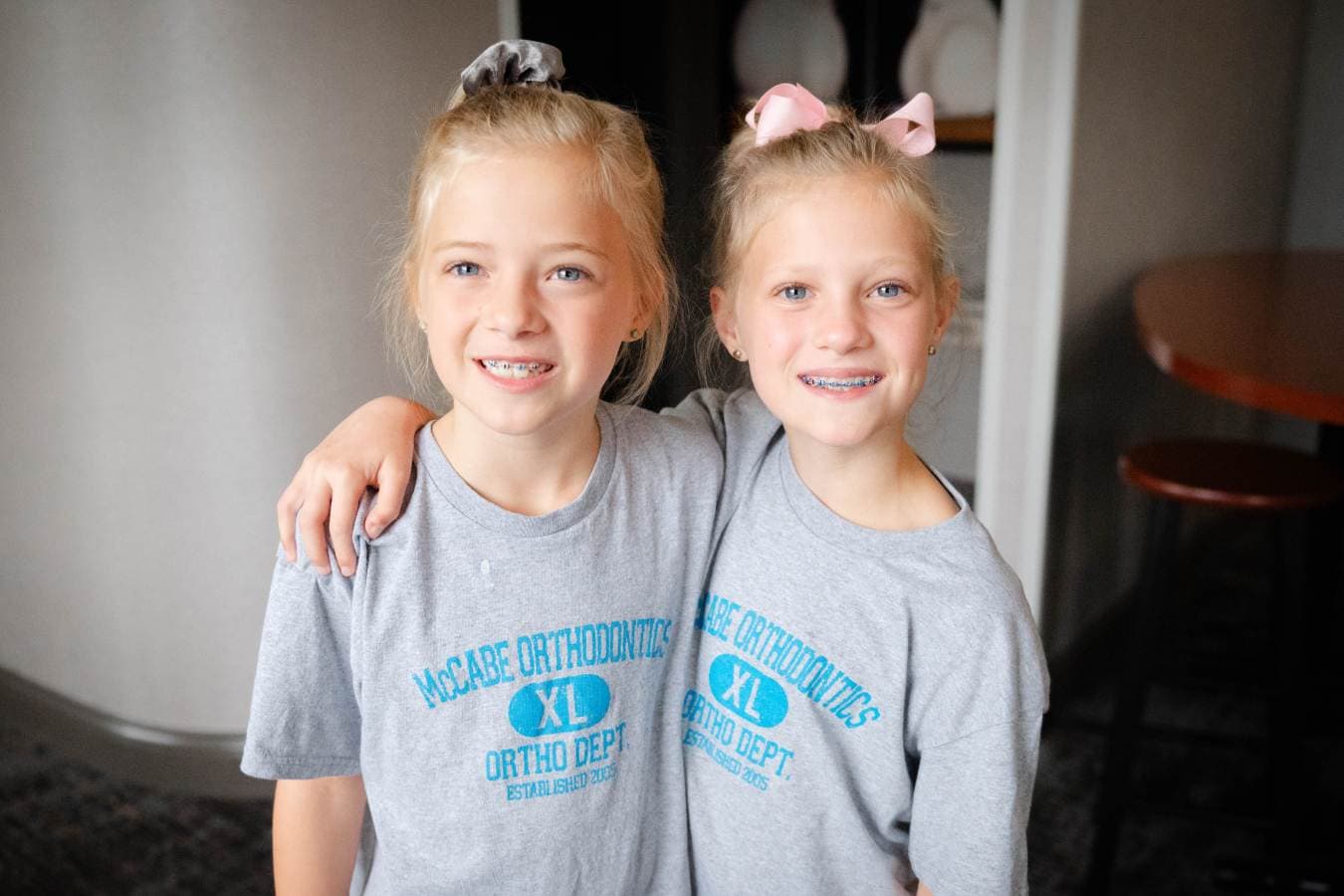 Happy kids showing braces